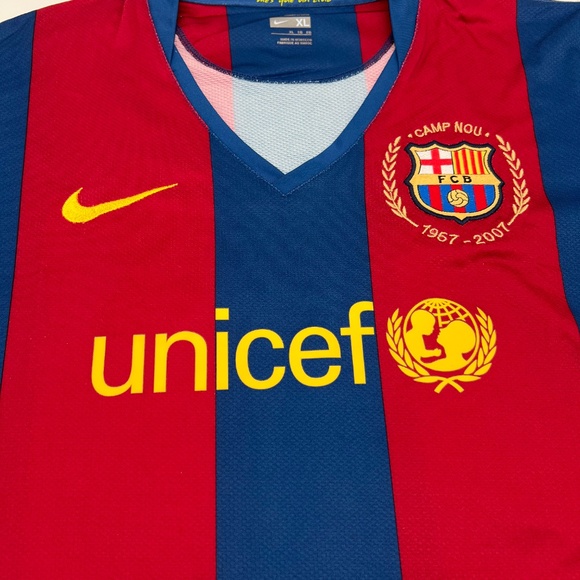 Messi #19 Barcelona 2007/2008 Home ORIGINAL Nike Women Soccer Jersey (XL) - Picture 7 of 9